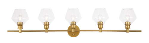 Gene 5 Light Brass And Clear Glass Wall Sconce (LD2324BR)