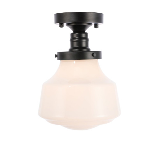 Lyle 1 Light Black And Frosted White Glass Flush Mount (LD6249BK)