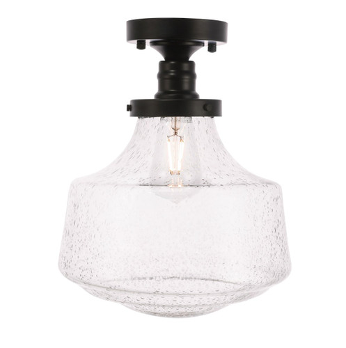 Lyle 1 Light Black And Clear Seeded Glass Flush Mount (LD6240BK)