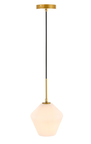 Gene 1 Light Brass Pendant With Frosted White Glass (LD2257BR)