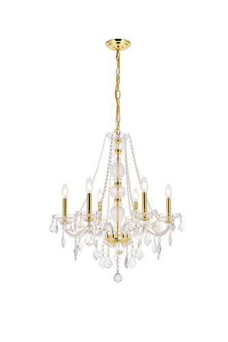 Verona 6 Light Gold Chandelier With Clear Crystal (V7856D24G/RC)