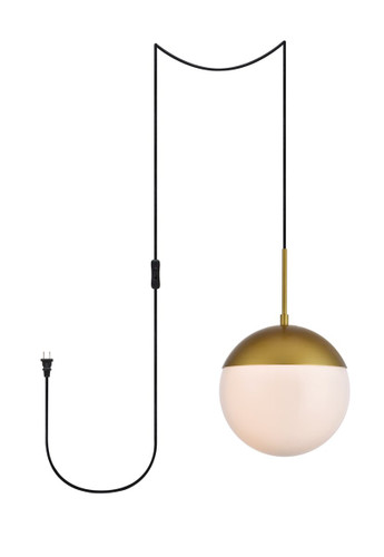 Eclipse 1 Light Brass Plug-In Pendant With Frosted White Glass (LDPG6036BR)