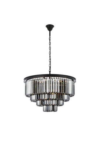 Sydney 17 Light Matte Black Chandelier Silver Shade (Grey) Royal Cut Crystal (1231D32MB-SS/RC)