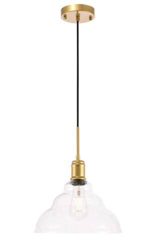 Elegant Furniture and Lighting Gil 1 Light Brass And Clear Seeded Glass Pendant (LD6221BR)