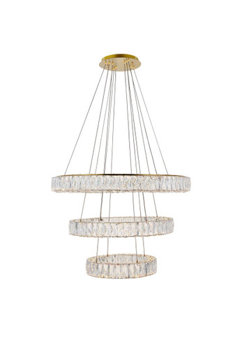 Monroe Integrated LED Gold Chandelier With Clear Crystal (3503G3LG)