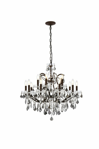 Elena 15 Light Rustic Intent Chandelier With Crystal (1138D30RI-SS/RC)