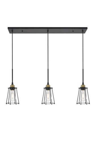 Auspice 3 Light Brass And Black Pendant (LD4047D38BRB)