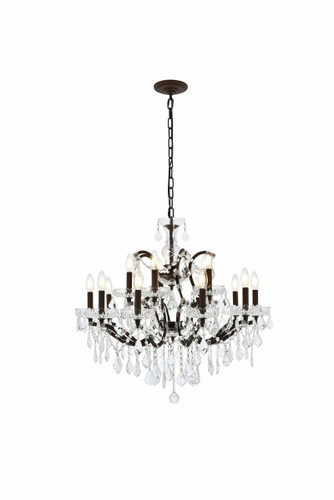 Elena 15 Light Rustic Intent Chandelier With Clear Crystal (1138D30RI/RC)