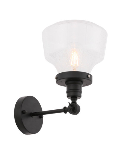 Lyle 1 Light Black Bath Sconce With Clear Seeded Glass (LD6234BK)