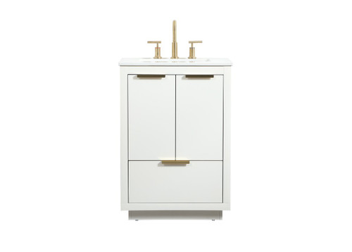 24 Inch Single Bathroom Vanity In White (VF19424WH)