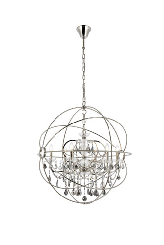 Geneva 6 Light Polished Nickel Chandelier With Crystal (1130D32PN-SS/RC)