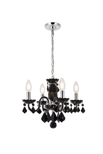 Rococo 4 Light Black Pendant With Jet (Black) Crystal (V7804D15B-JT/RC)