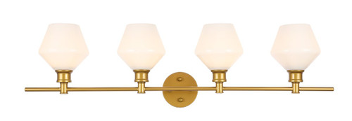 Gene 4 Light Brass Bath Sconce With Frosted White Glass (LD2321BR)