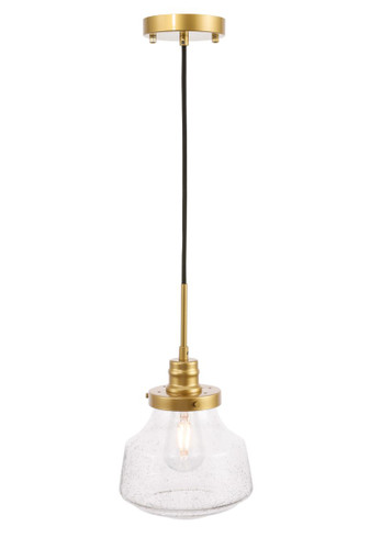 Lyle 1 Light Brass Pendant With Clear Seeded Glass (LD6254BR)