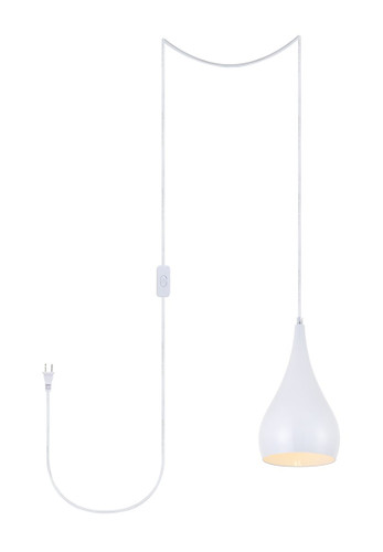 Nora 1 Light White Plug-In Pendant  (LDPG2001WH)