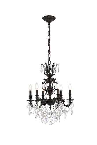 Marseille 6 Light Dark Bronze Chandelier With Clear Crystal (9506D20DB/RC)