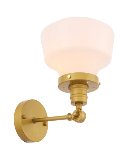Lyle 1 Light Brass Bath Sconce With Frosted White Glass (LD6239BR)