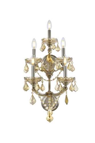 Maria Theresa 5 Light Golden Teak Wall Sconce Golden Teak (Smoky) Royal Cut Crystal (2800W5GT-GT/RC)