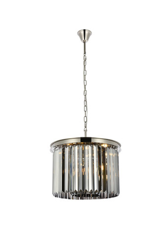 Sydney 6 Light Polished Nickel Pendant Silver Shade (Grey) Royal Cut Crystal (1238D20PN-SS/RC)
