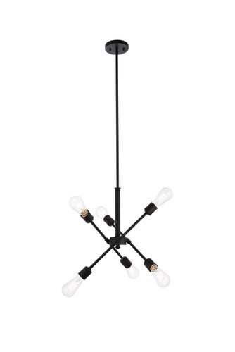 Axel 6 Light Black Pendant With Hanging Rod (LD8015D18BLA)