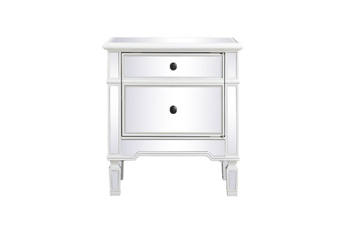 Contempo 24" Antique White Mirrored End Table (MF6-1016AW)