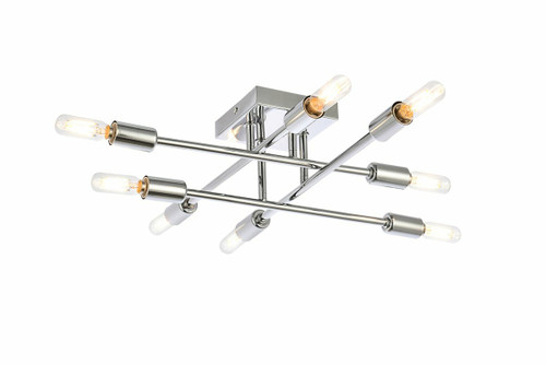 Script 8 Lights Chrome Flush Mount (LD2351C)