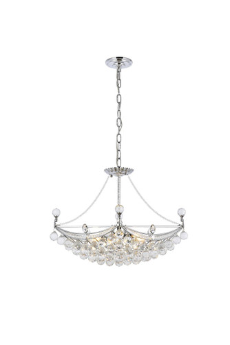 Corona 6 Light Chrome Chandelier With Clear Crystal (V9800D24C/RC)