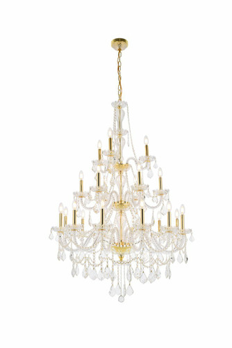 Giselle 21 Light Gold Chandelier With Clear Crystal (V7890G38G/RC)