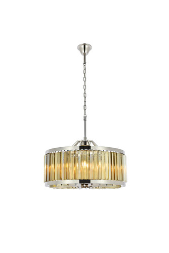 Chelsea 8 Light Polished Nickel Chandelier Golden Teak (Smoky) Royal Cut Crystal (1203D28PN-GT/RC)