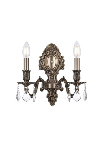 Monarch 2 Light Pewter Wall Sconce With Clear Crystal (9602W10PW/RC)