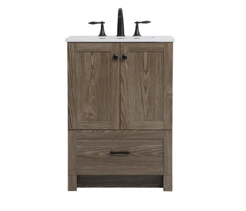 24 Inch Single Bathroom Vanity In Weathered Oak (VF2824WO)