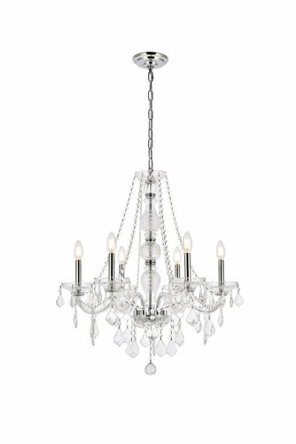 Elegant Furniture and Lighting Verona 6 Light Chrome Chandelier Clear Royal Cut Crystal (V7856D24C/RC)
