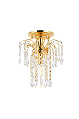 Falls 1 Light Gold Flush Mount With Clear Crystal (V6801F9G/RC)