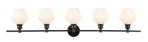 Gene 5 Light Black Bath Sconce With Frosted White Glass (LD2325BK)