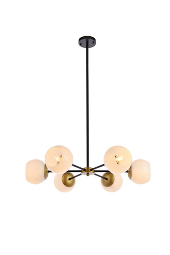 Briggs 6 Light Black And Brass Pendant With White Shade (LD645D30BRK)
