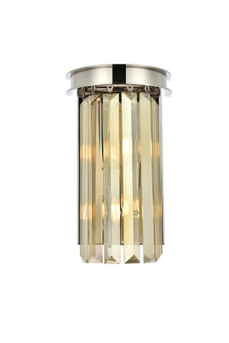 Sydney 2 Light Polished Nickel Wall Sconce Golden Teak (Smoky) Royal Cut Crystal (1238W8PN-GT/RC)