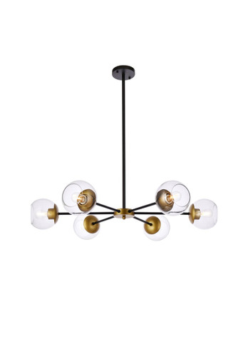 Briggs 36 Inch Pendant In Black And Brass With Clear Shade (LD642D36BRK)