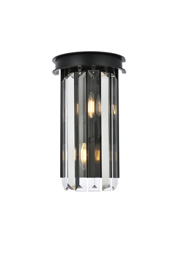 Sydney 2 Light Matte Black Wall Sconce Clear Royal Cut Crystal (1238W8MB/RC)