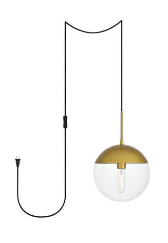 Eclipse 1 Light Brass Plug In Pendant With Clear Glass (LDPG6037BR)