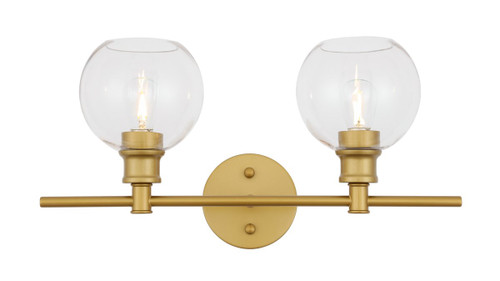 Collier 2 Light Brass Bath Sconce With Clear Glass (LD2314BR)