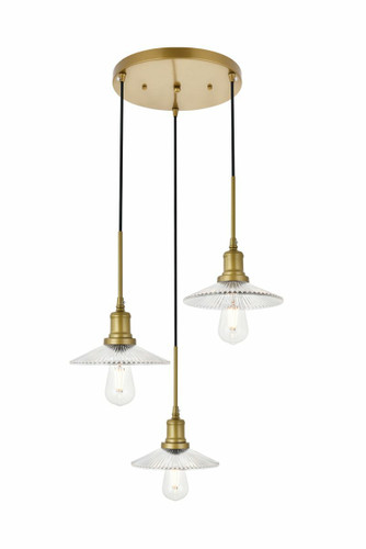 Waltz 3 Light Brass Pendant (LD4040D19BR)