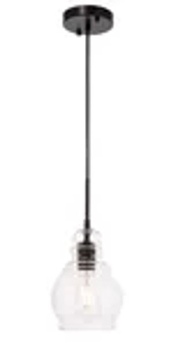 Pierce 1 Light Black Pendant With Clear Seeded Glass (LD6201BK)