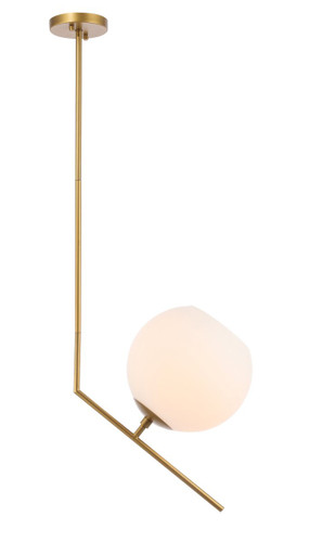 Ryland 1 Light Brass Pendant With Frosted White Glass (LD8046D10BR)