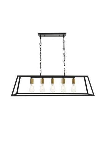 Resolute 5 Light Brass And Black Pendant (LD4061D38BRB)