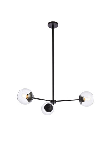 Briggs 3 Light Black Pendant With Clear Shade (LD646D32BK)