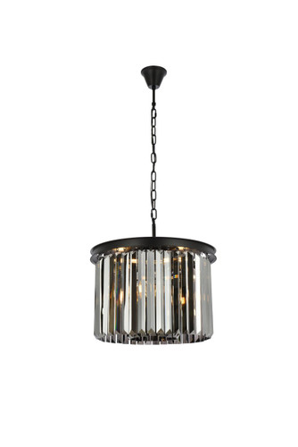 Sydney 6 Light Matte Black Pendant With Silver Shade & Crystal (1238D20MB-SS/RC)