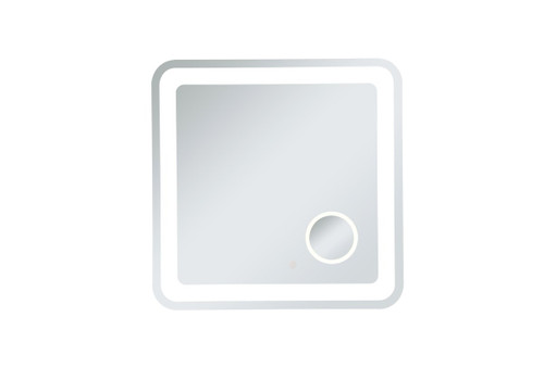 Lux LED Glossy White Square Mirror With Magnifier (MRE53030)