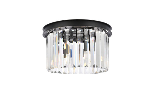 Sydney 3 Light Matte Black Flush Mount Clear Royal Cut Crystal (1238F16MB/RC)