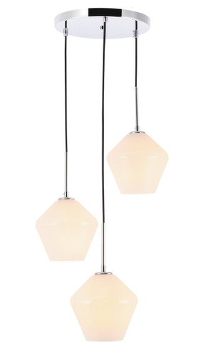 Gene 3 Light Chrome And Frosted White Glass Pendant (LD2259C)