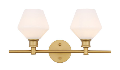 Gene 2 Light Brass Bath Sconce With Frosted White Glass (LD2313BR)